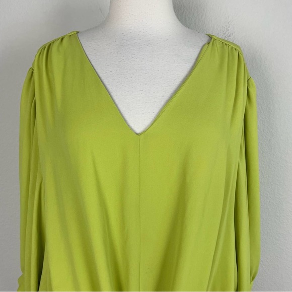 Chico's Chartruse Green Tie Front Top 3 - Picture 2 of 7